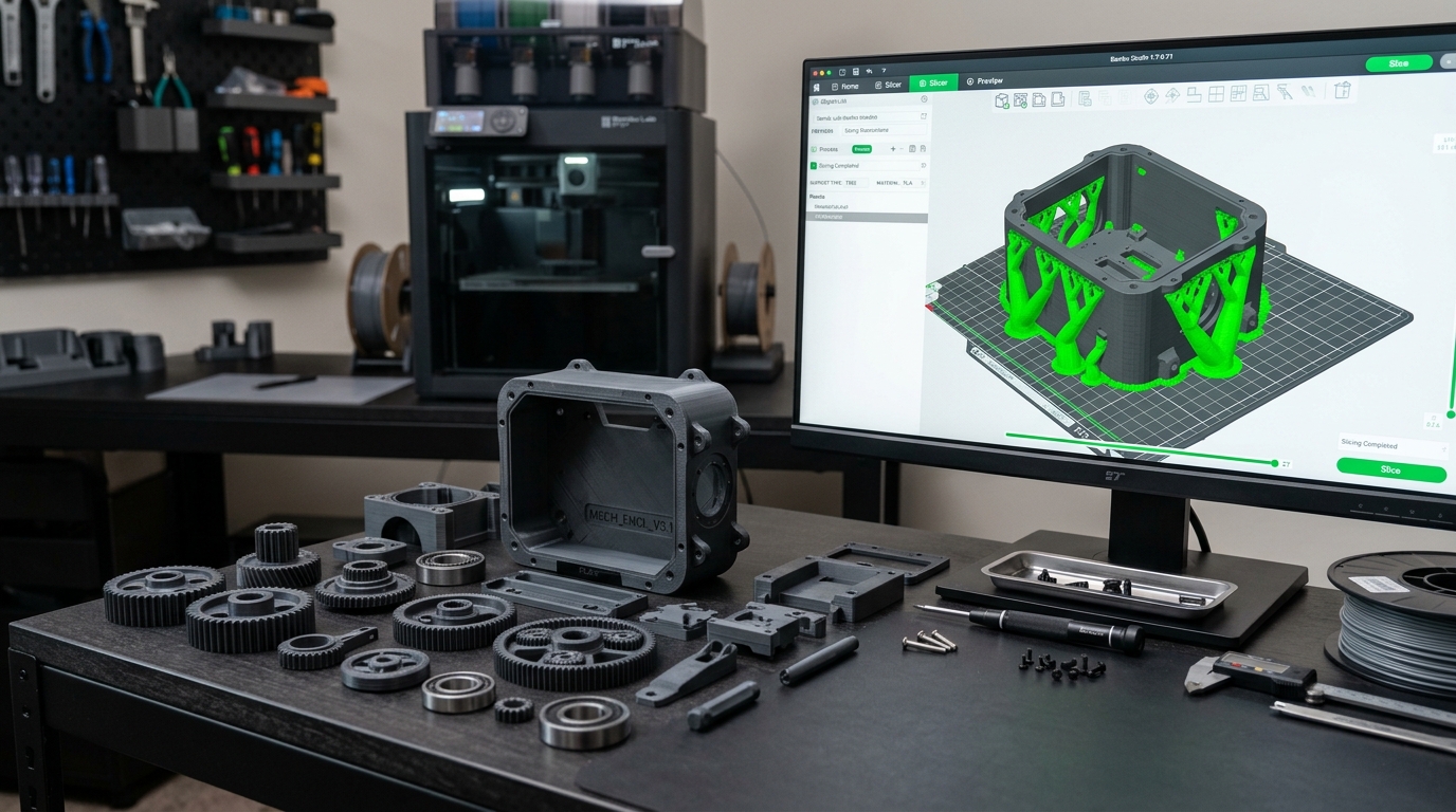 3D Printed Mechanical Parts and Slicer Interface