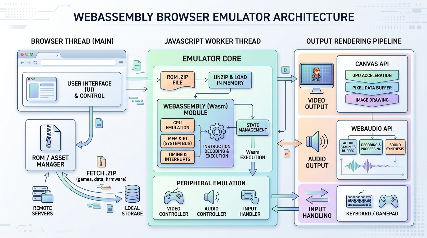 EmulatorJS WebAssembly Architecture