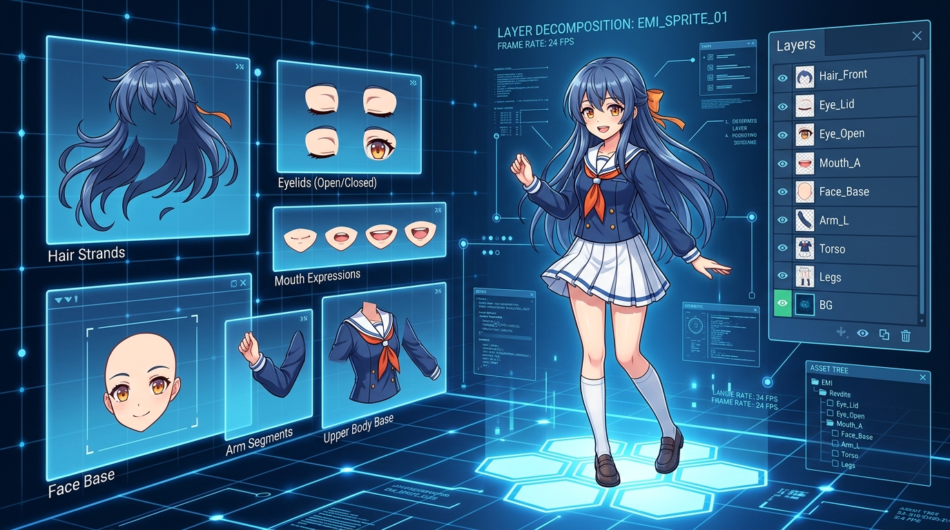 PNGAL AI 레이어 분할 및 모션 일러스트